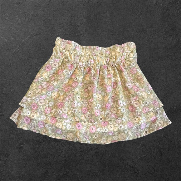 Le Lis Collection Dresses & Skirts - Le Lis Collection Floral Smocked Tiered Mini Skirt Green Pink KS4208-8 Mens‎ M